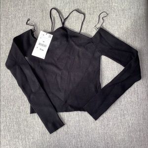 Zara fitted cutout cropped black sweater
